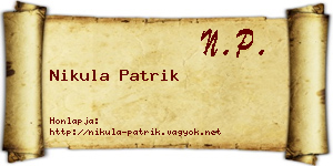 Nikula Patrik névjegykártya